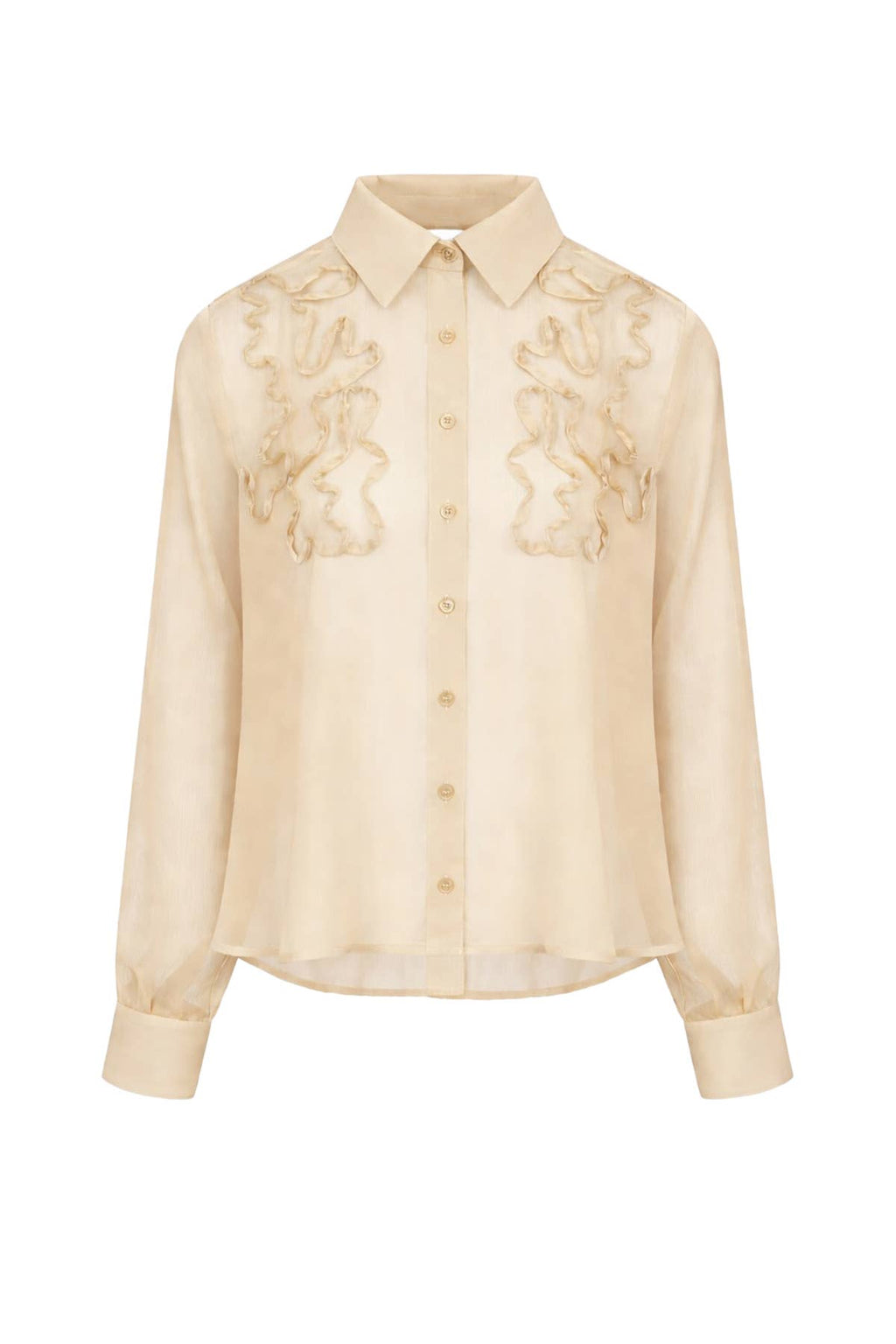 Yoryu Chiffon Shirt with Wave Texture Applique