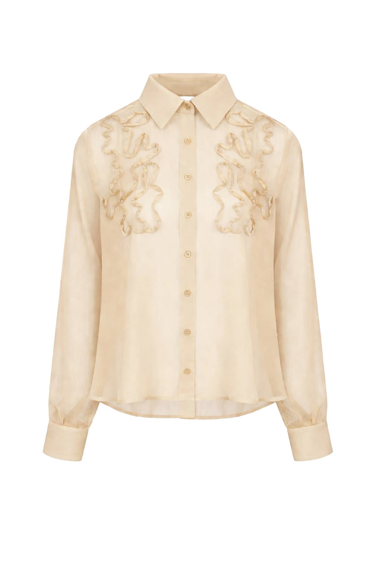 Yoryu Chiffon Shirt with Wave Texture Applique