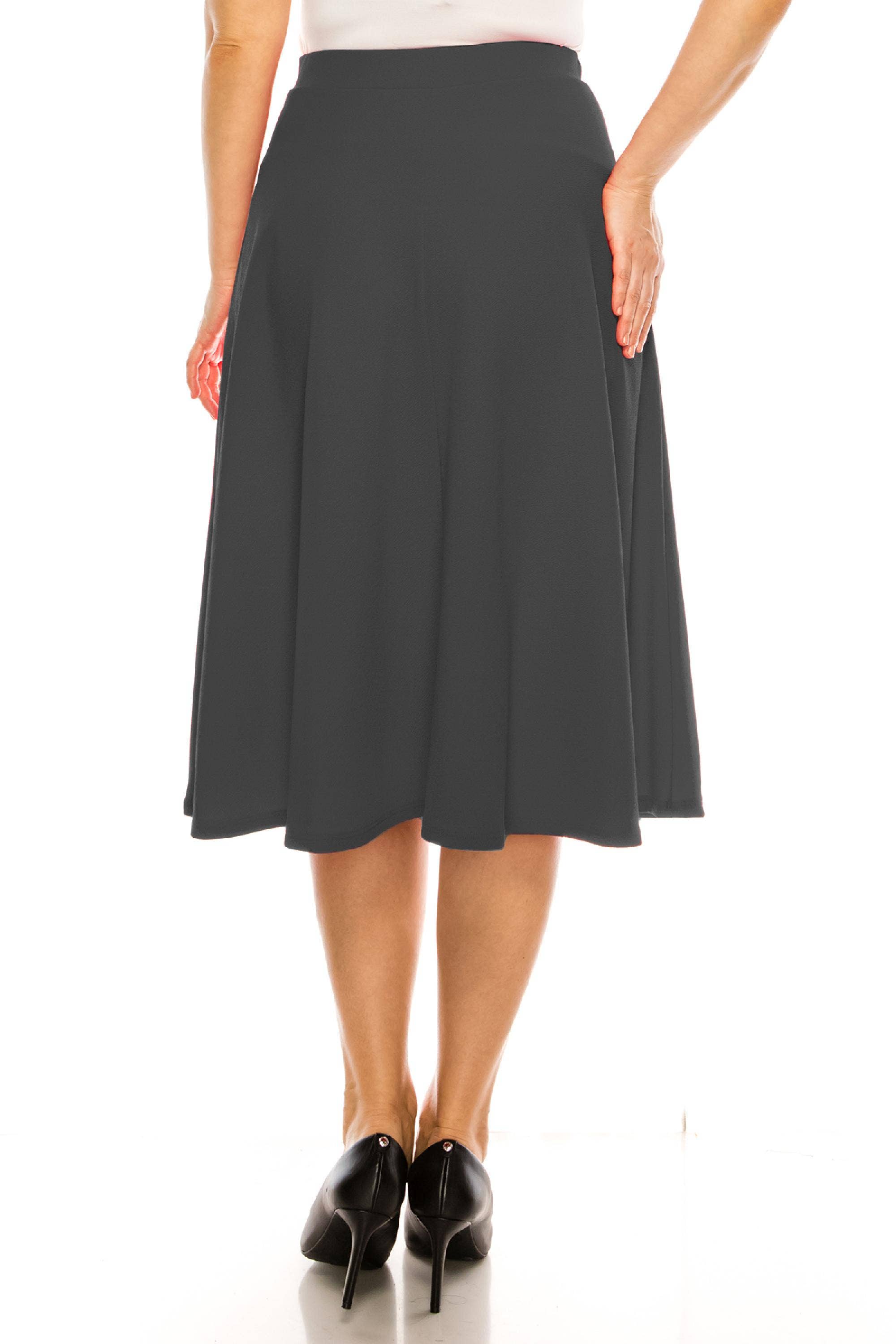 Women's Plus Size Casual Flared Midi Skirt Made in USA