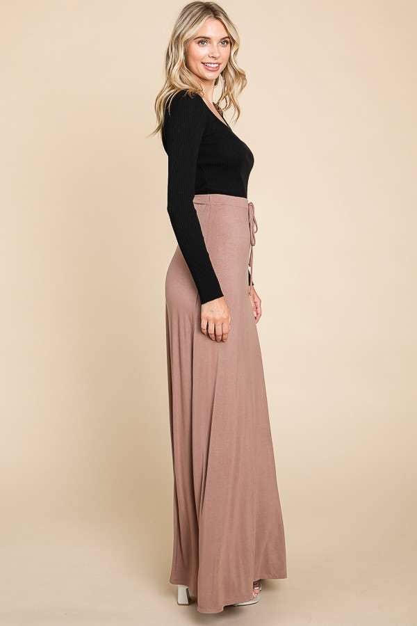 CBA1847 - DRAW STRING FLARE MAXI SKIRT