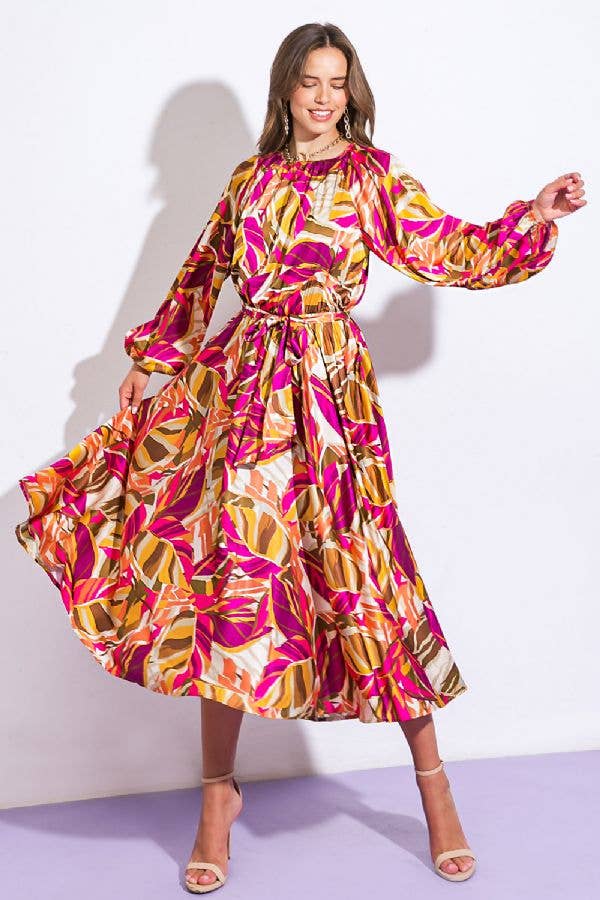A printed woven midi dress - ID20590
