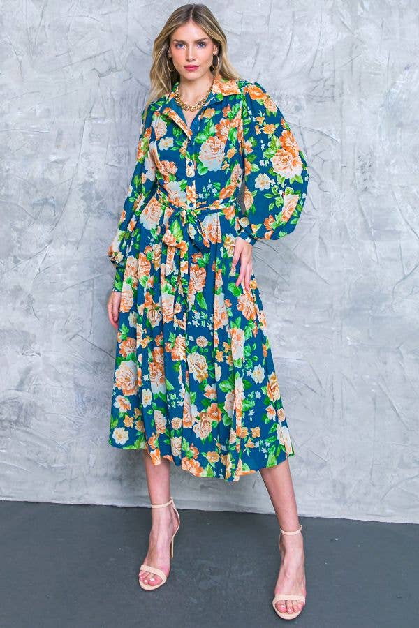 A printed woven midi shirt dress - ID20333