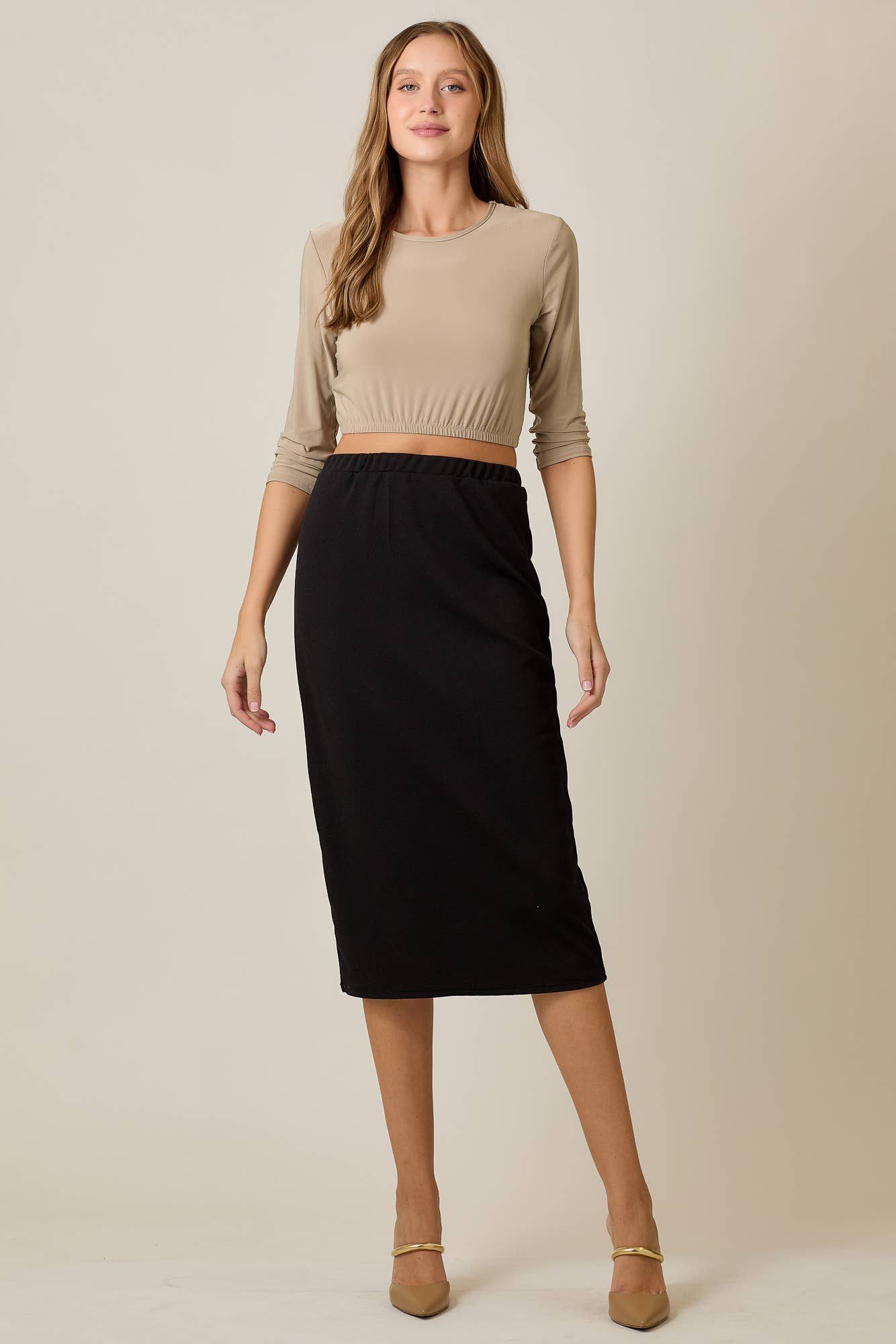 PLUS SIZE KNEE LENGTH PENCIL SKIRT -MODEST 31-INCH  -CS33770