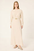 Belted Pleated Maxi Dress