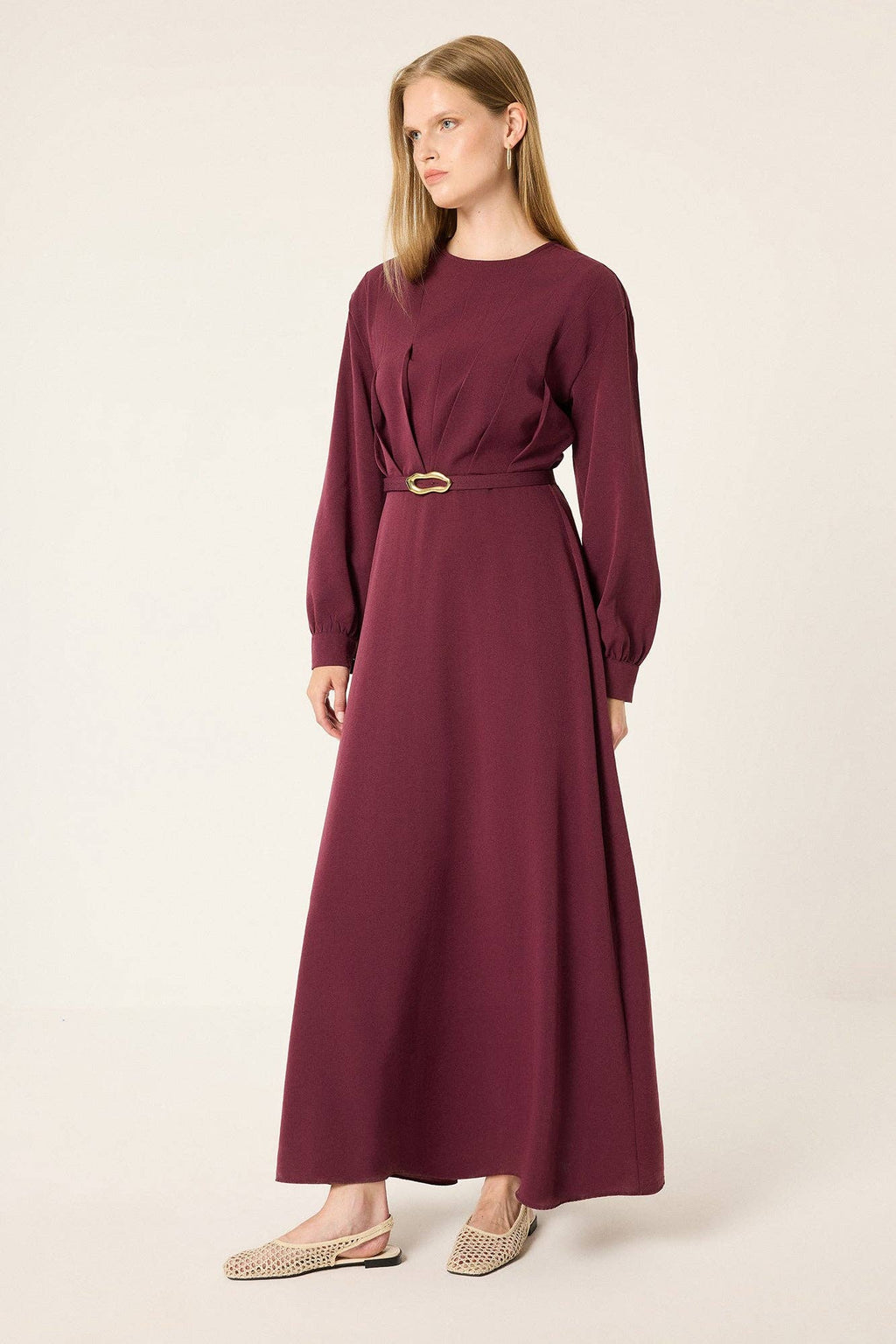 Belted Pleated Dress