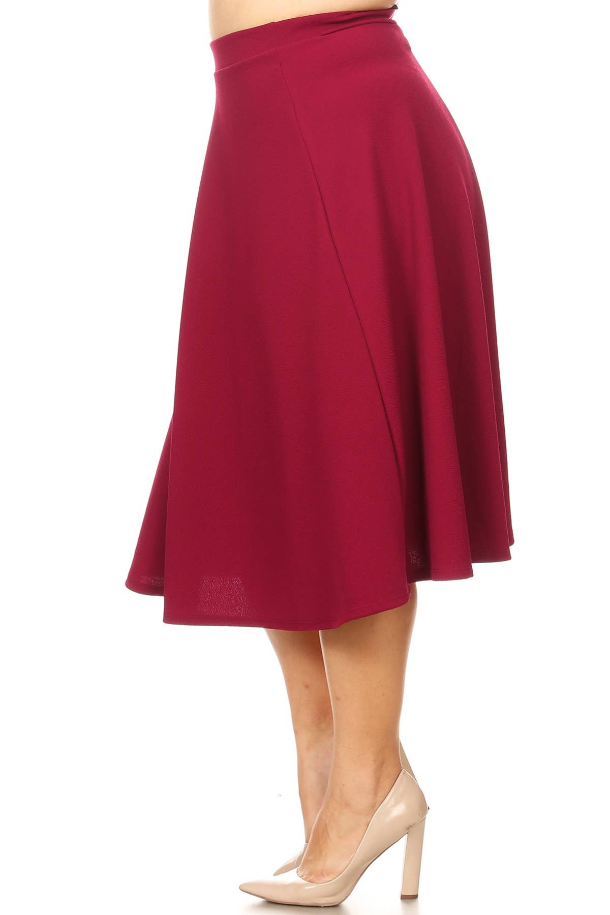 Women's Plus Size Casual Solid Midi Skirt (Open Pack)
