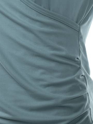 3/4 Sleeve Tank Tops Deep V-Neck Surplice Wrap