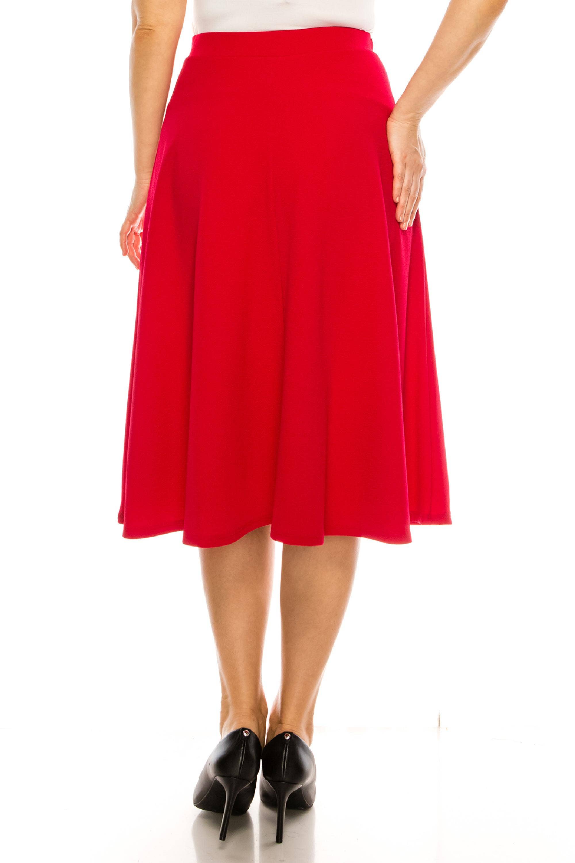 Women's Plus Size Casual Flared Midi Skirt Made in USA