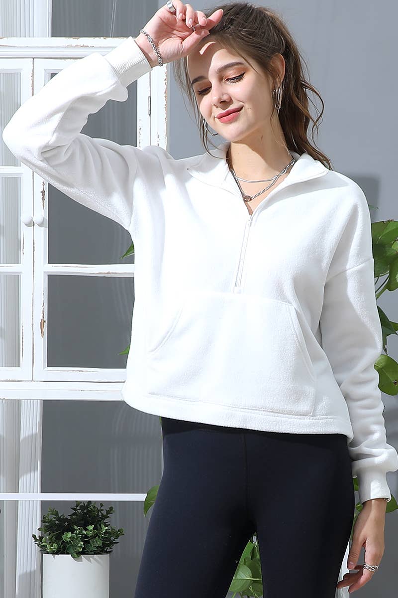 CWOJA705-P_NECK HALF ZIP UP FLEECE PULLOVER ANORAK JACKET