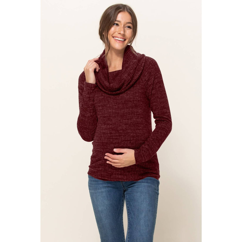 Cowl Neck Sweater Knit Maternity Top