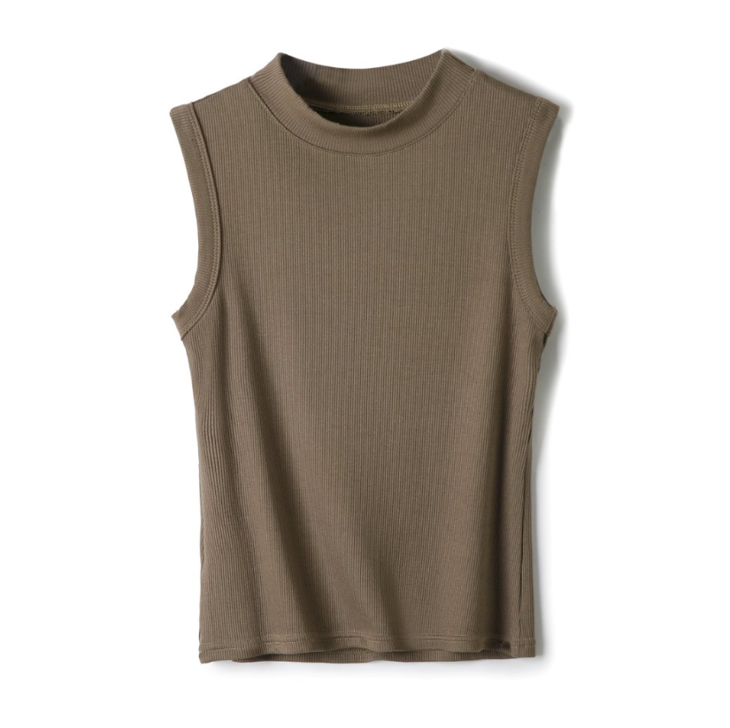 Versatile Essential Basic rib high neck vest tank Top