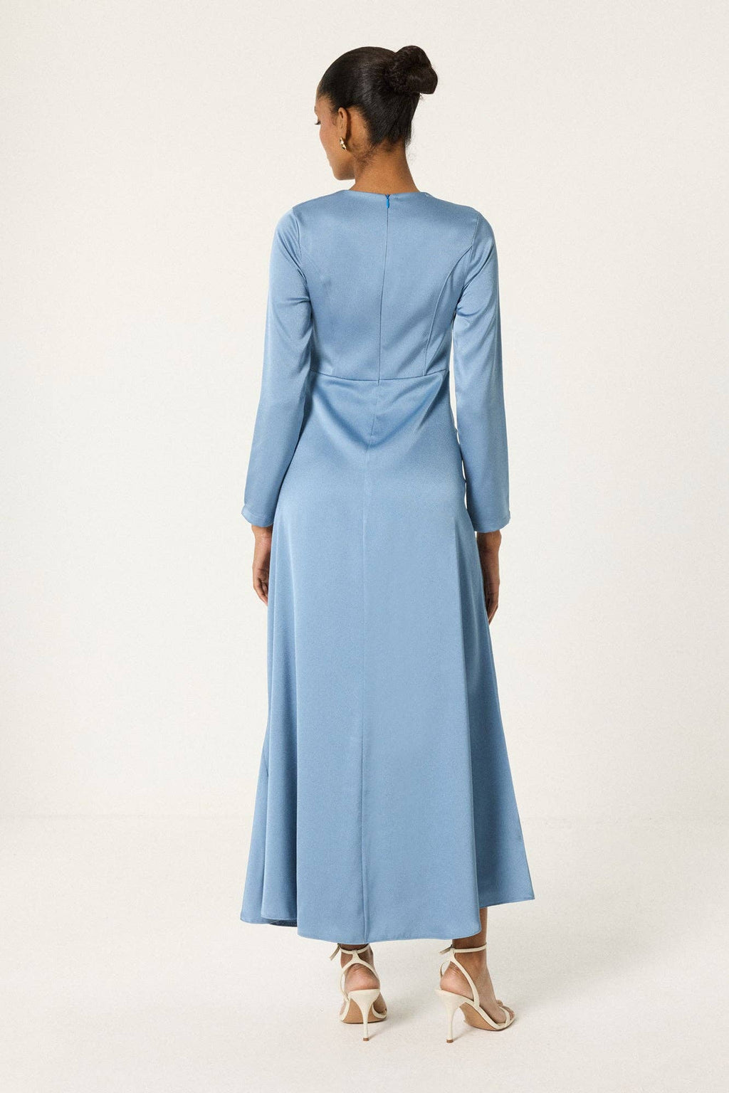Satin Maxi Dress with Draped Detail – Elegant Evening Dress
