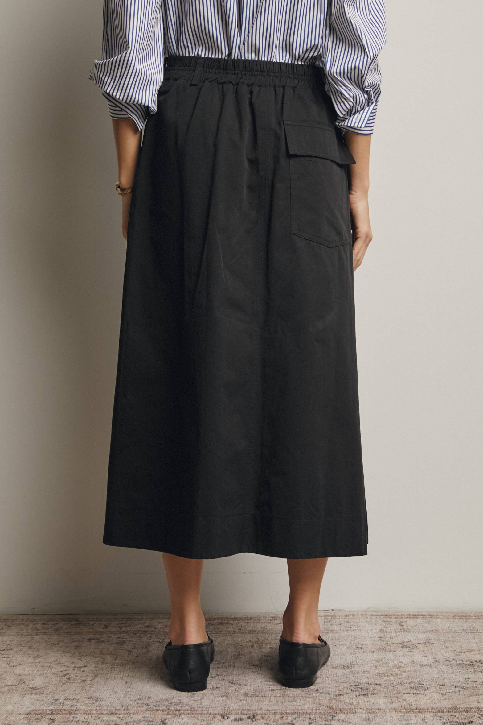 Pleated A-Line Midi Skirt