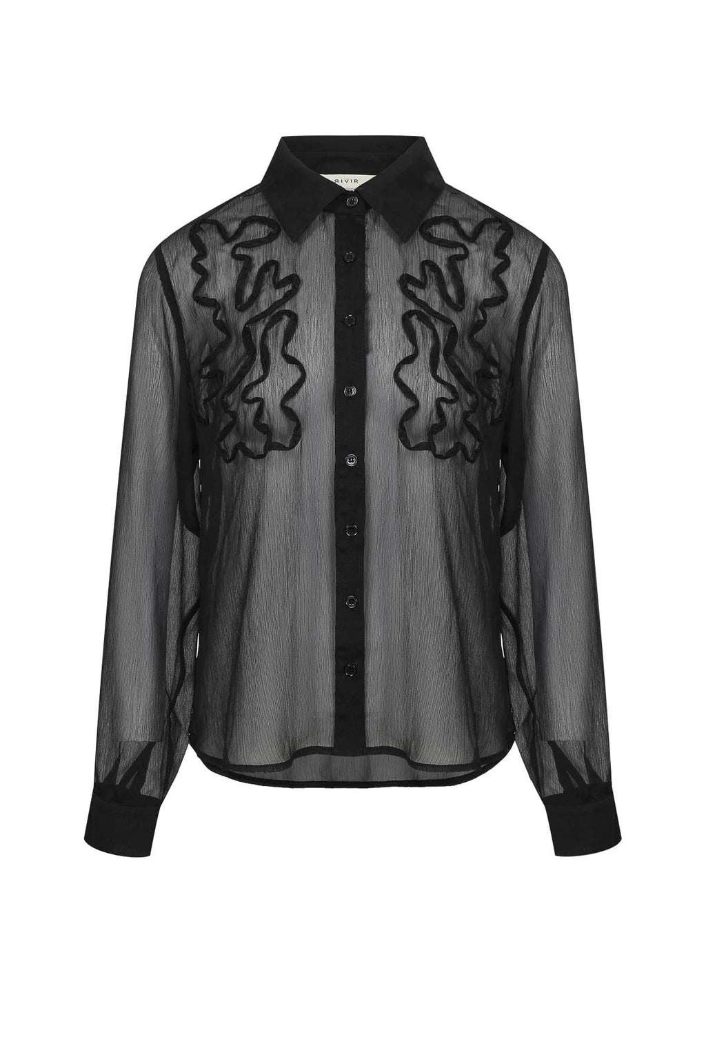 Yoryu Chiffon Shirt with Wave Texture Applique