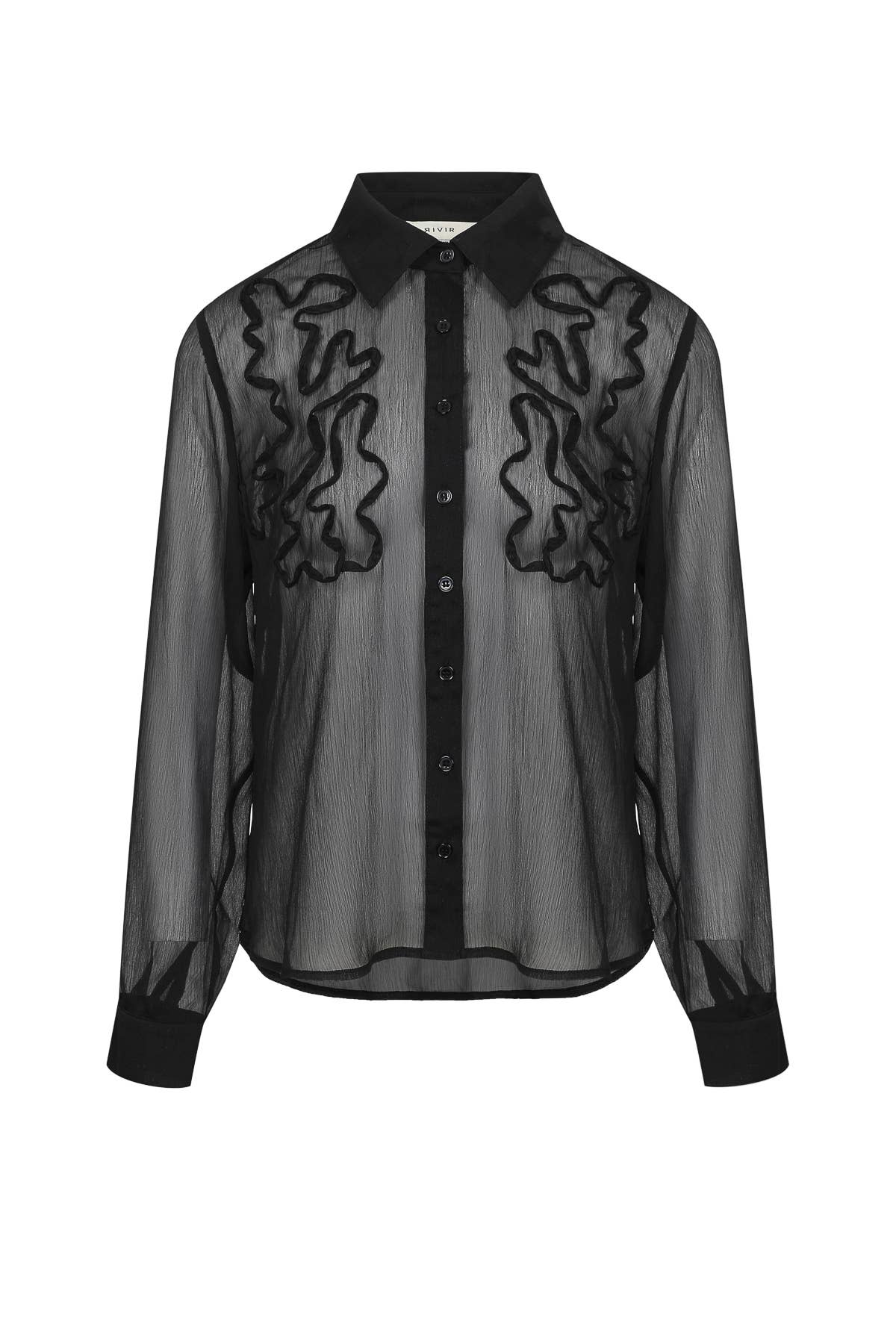 Yoryu Chiffon Shirt with Wave Texture Applique
