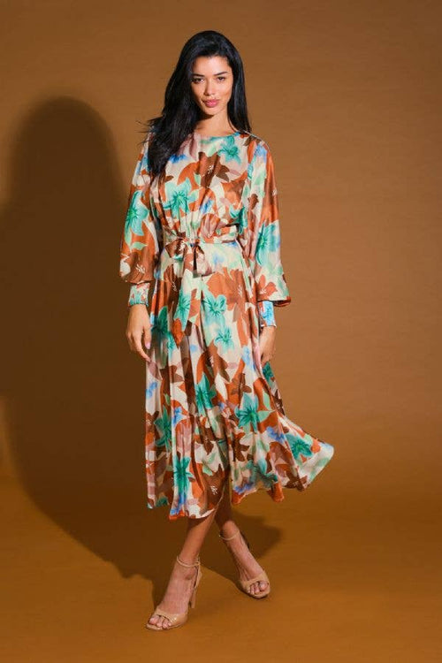 A printed woven midi dress  - ID21586