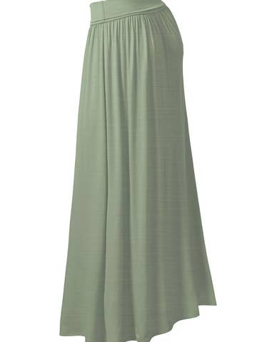 High Waist Elastic Closure Gather Maxi Skirt