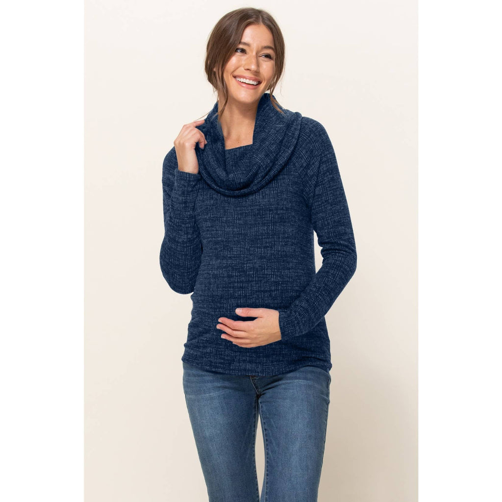 Cowl Neck Sweater Knit Maternity Top