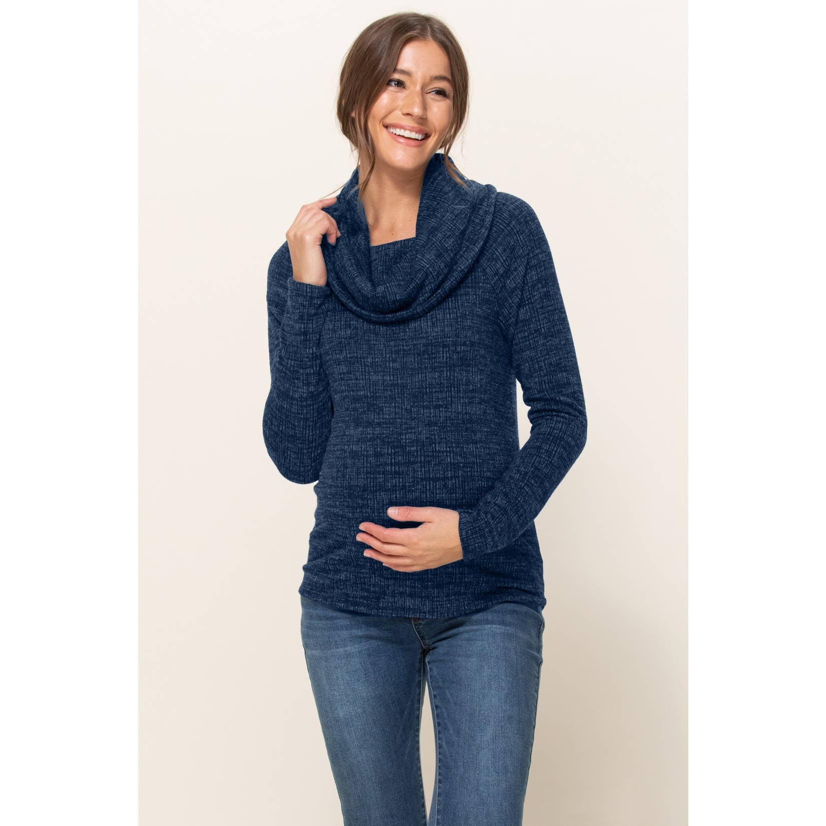 Cowl Neck Sweater Knit Maternity Top