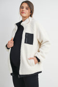 Teddy Fleece Zip-Up Maternity Jacket