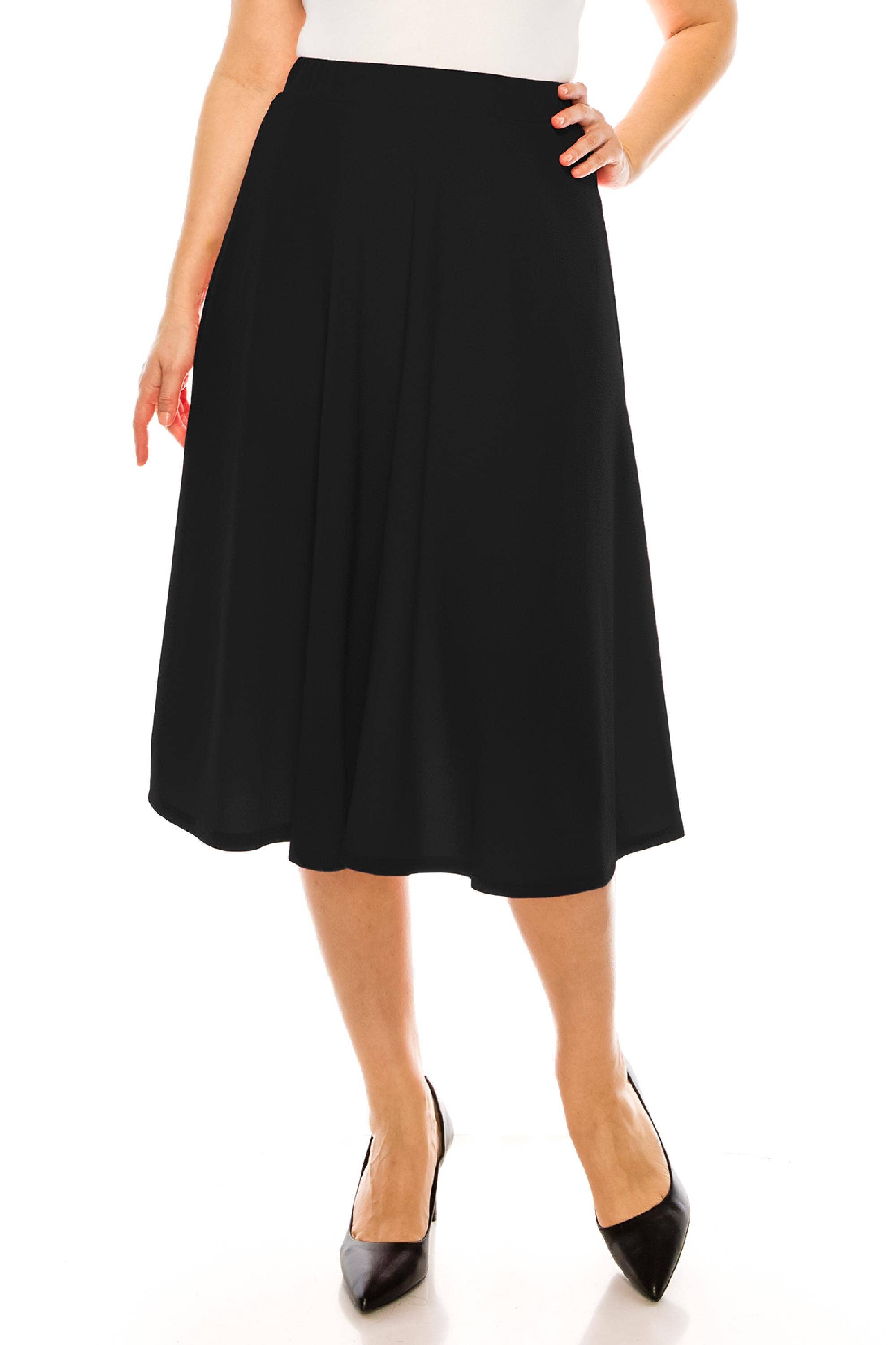 Women's Plus Size Casual Flared Midi Skirt Made in USA