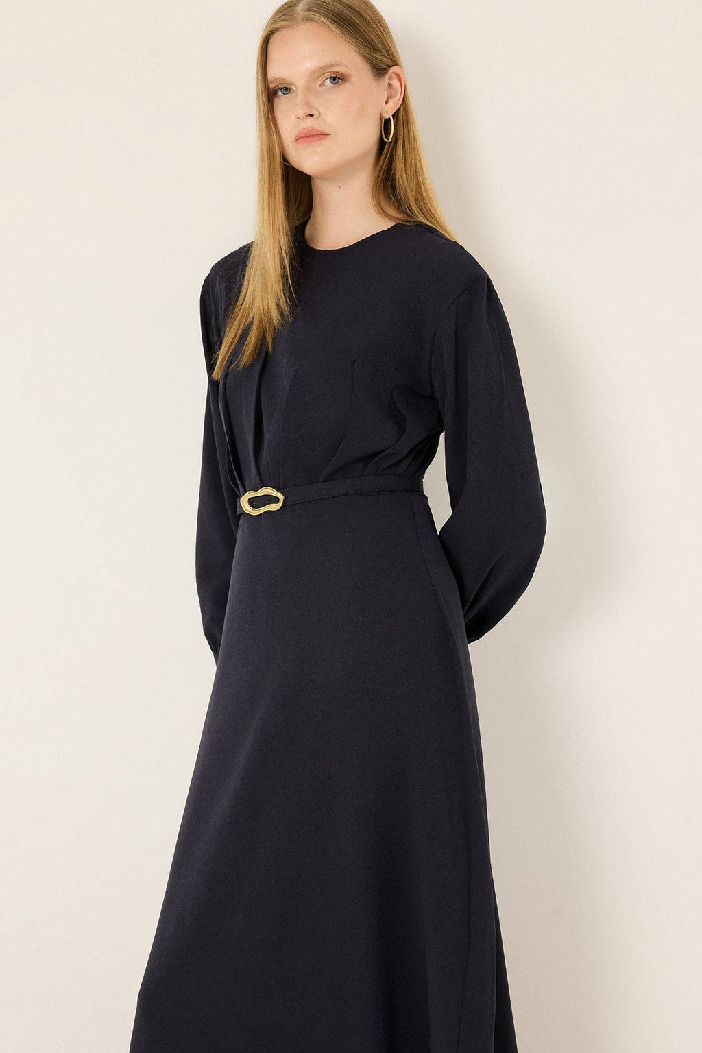 Belted Pleated Maxi Dress