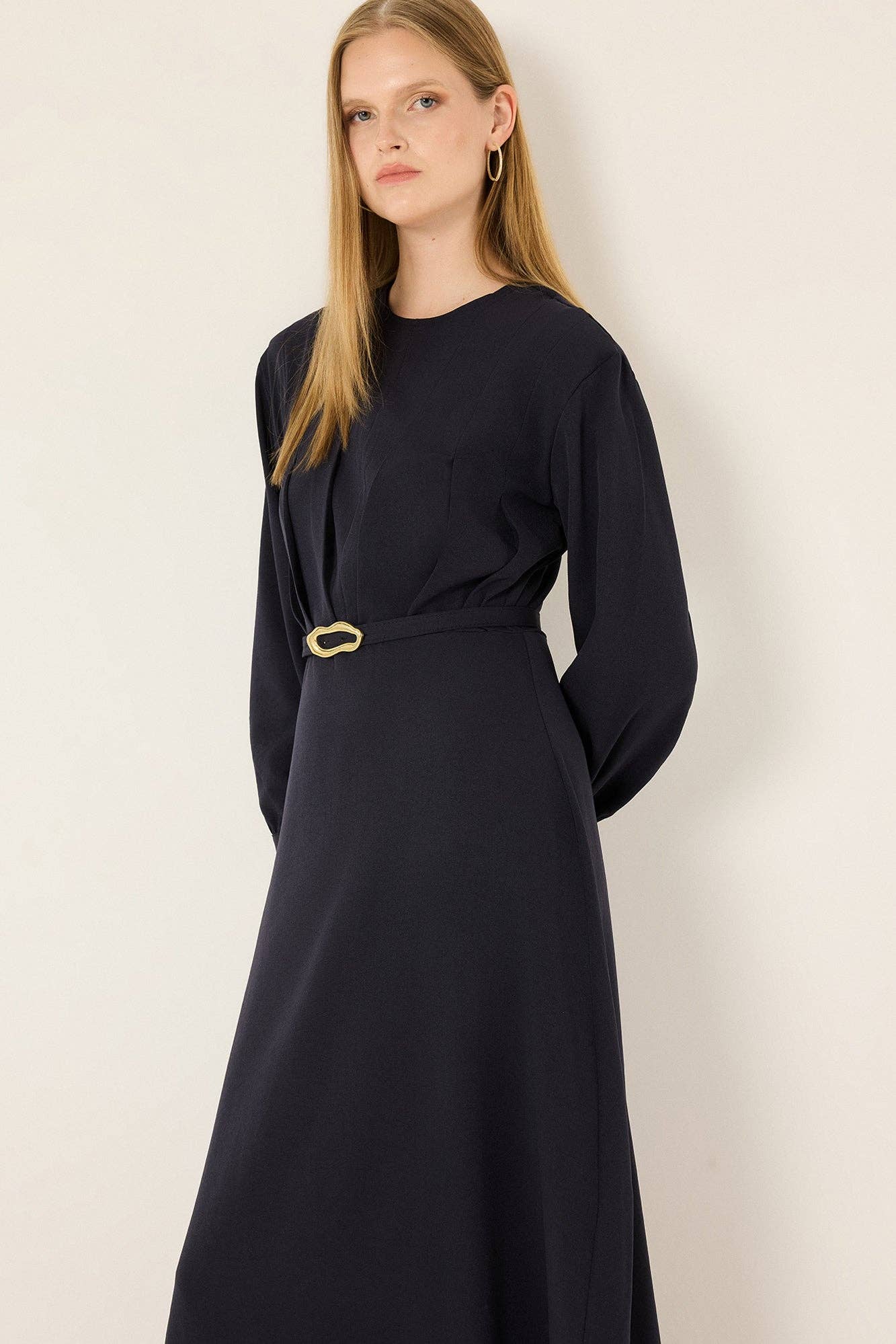 Belted Pleated Maxi Dress