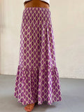 Multicolor Printed Elastic Waist Skirt