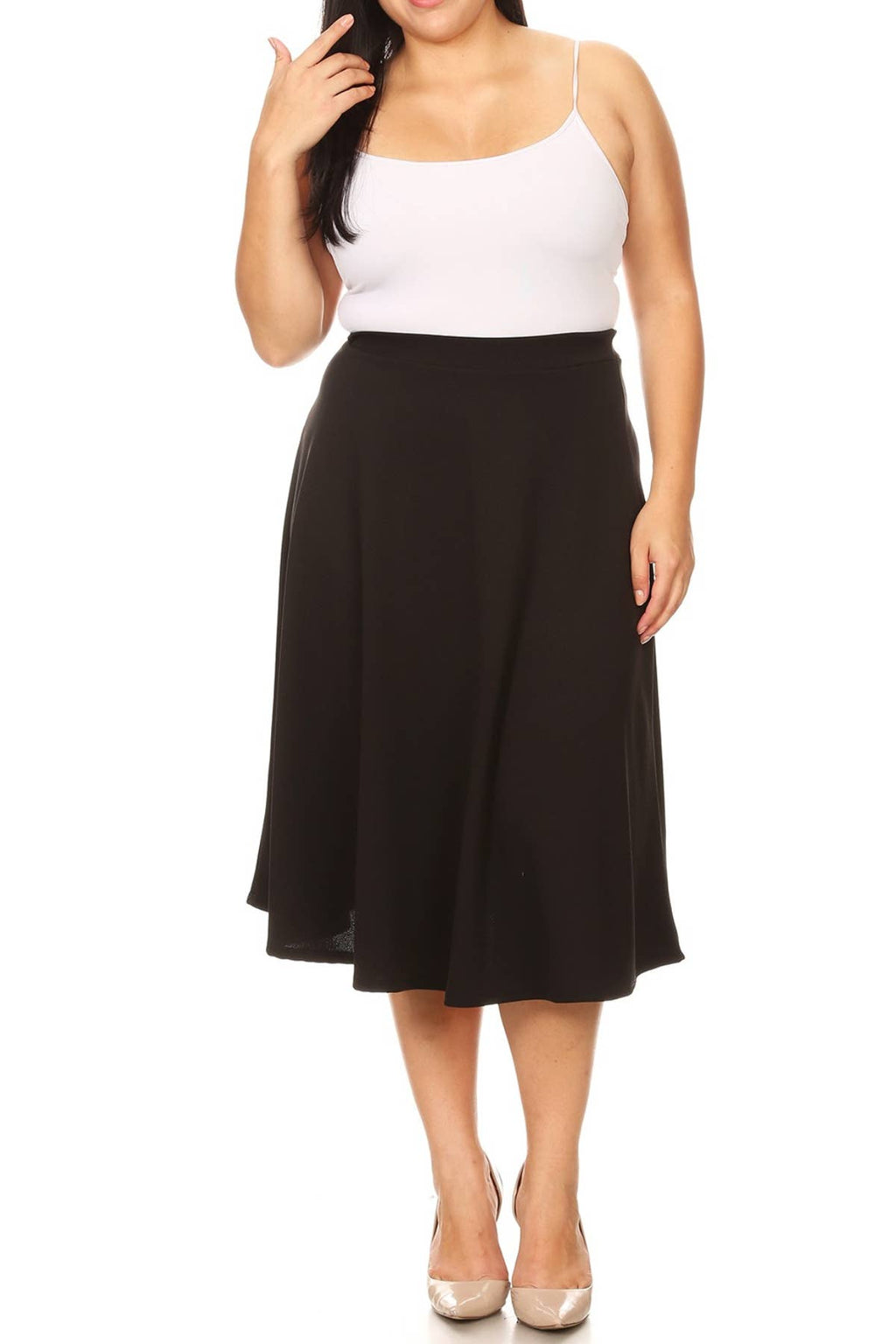Women's Plus Size Casual Solid Midi Skirt (Open Pack)