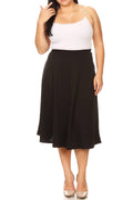 Women's Plus A-Line Casual Elastic Band Solid Midi Skirt