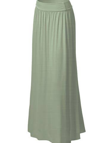 High Waist Elastic Closure Gather Maxi Skirt