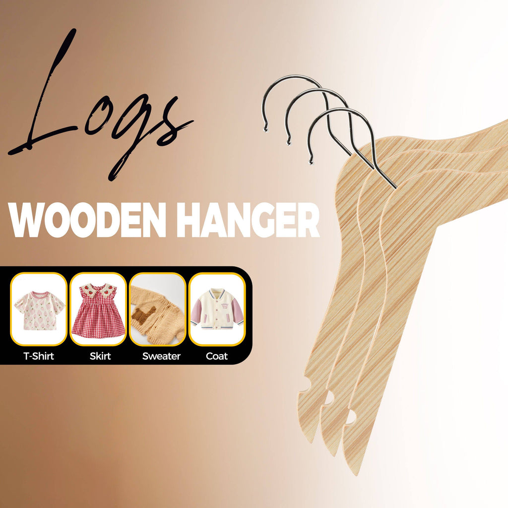 WLMK32-NT – 12" Slim Natural Kids Wooden Hangers – 100-Pack