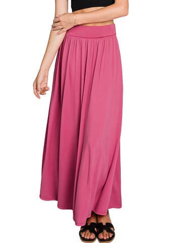 High Waist Elastic Closure Gather Maxi Skirt