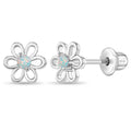 Twisted Rope Girls Screw Back Earrings - Sterling Silver