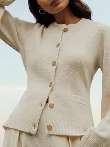 Demure hourglass silhouette cardigan
