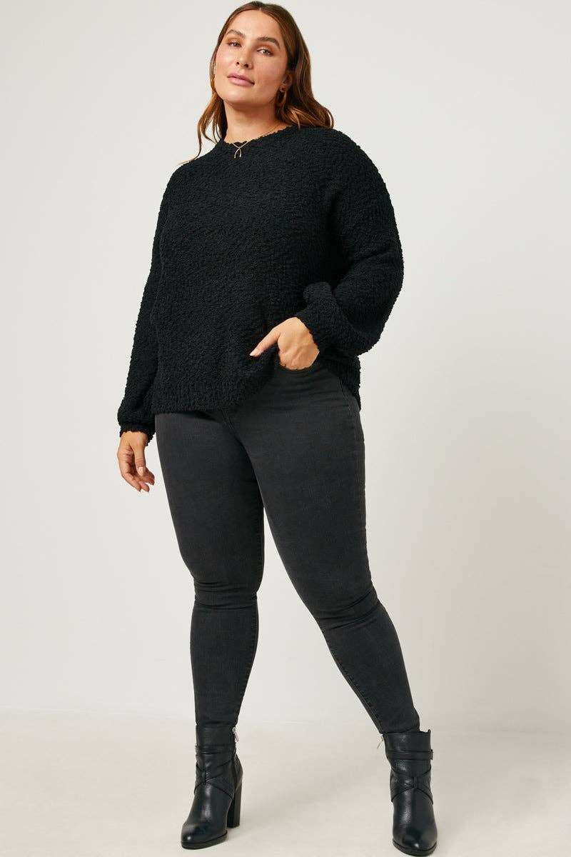 Womens Popcorn Knit Pullover Sweater