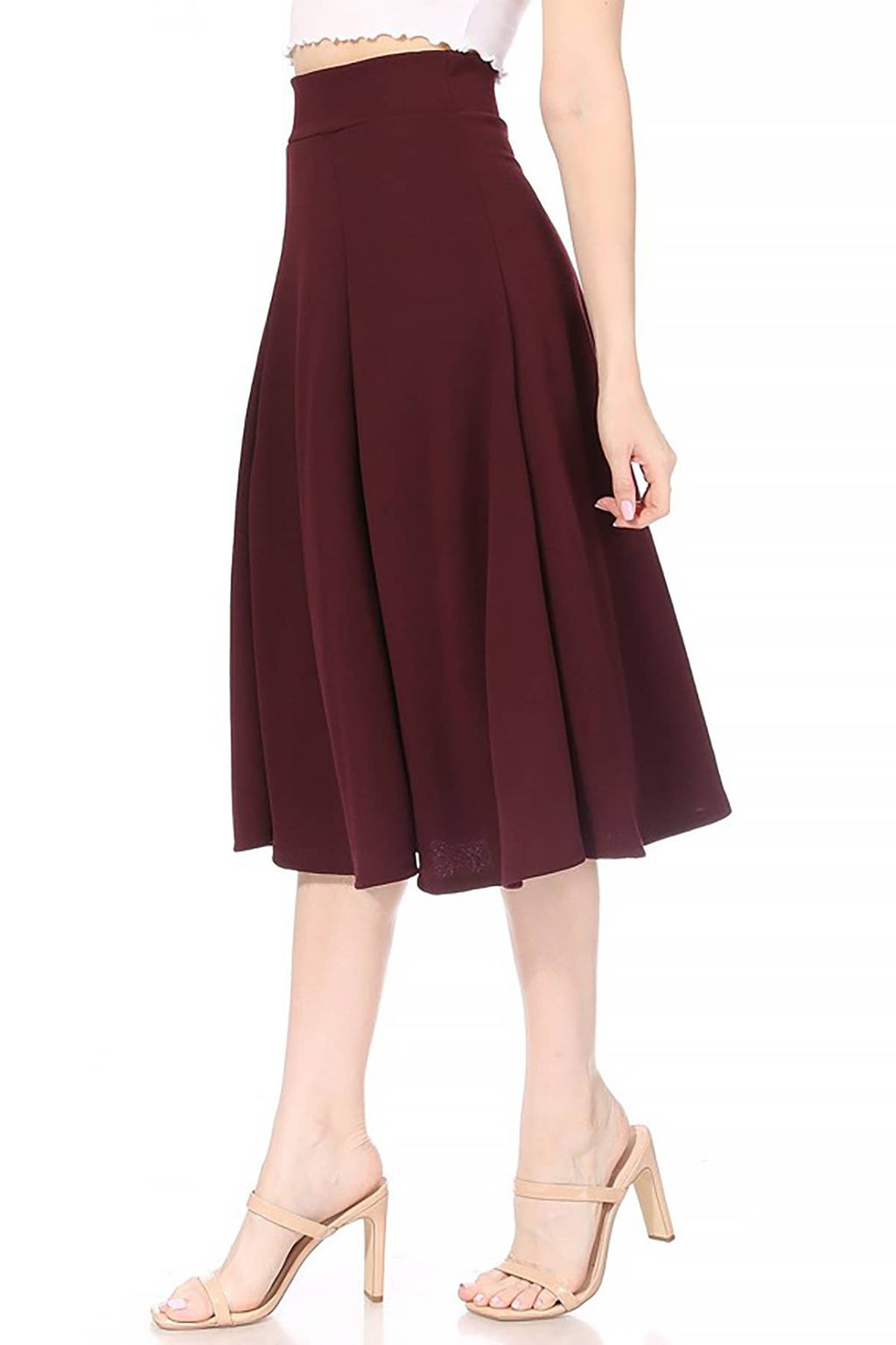 Women's Solid Flared Lightweight Long Midi A-line Skirt