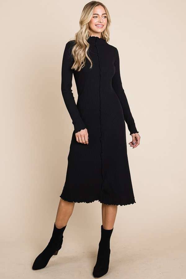 MOCK NECK MEDI DRESS