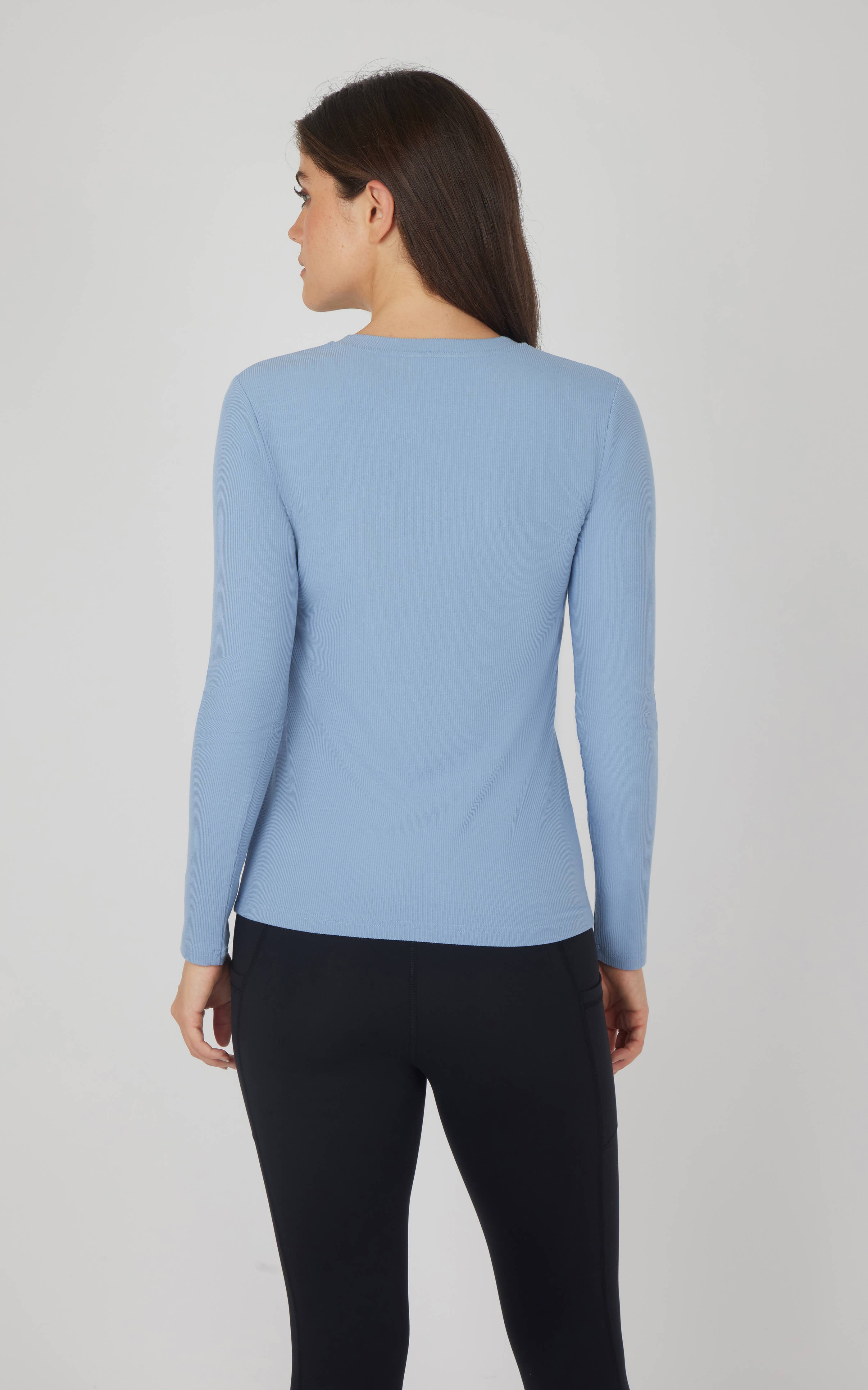 Yogalicious Women's Rib Henley Long Sleeves Top