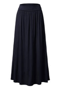 High Waist Pleated Elastic Maxi Skirt Women