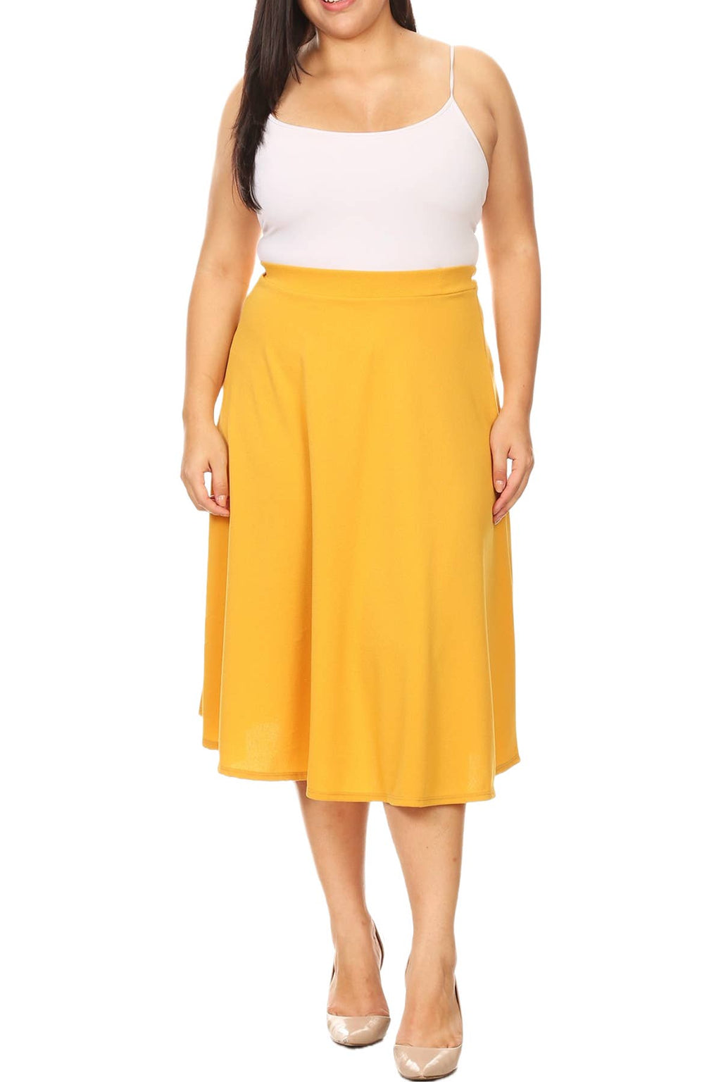 Women's Plus Size Casual Solid Midi Skirt (Open Pack)