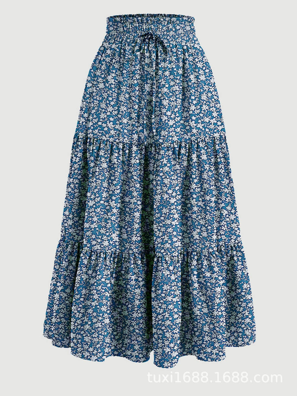 Boho Floral high rise tiered maxi flare skirt - 11 colors