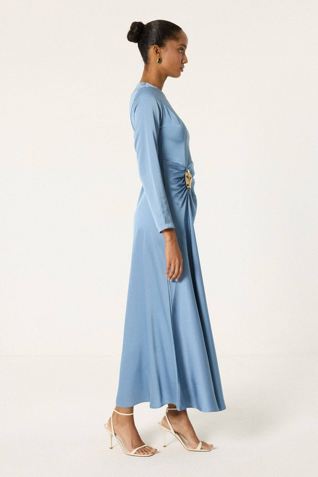 Satin Maxi Dress with Draped Detail – Elegant Evening Dress