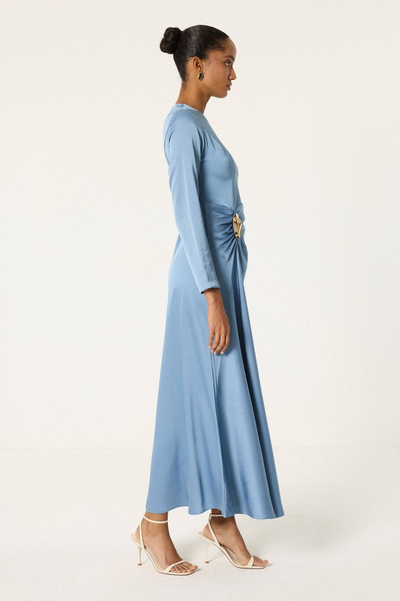 Satin Maxi Dress with Draped Detail – Elegant Evening Dress