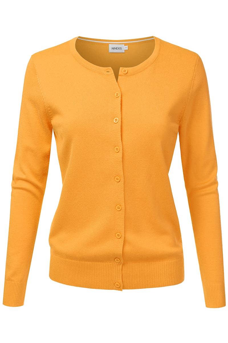 AWOCAL310_Button Down Soft Knit Long Sleeve Cardigan Sweater