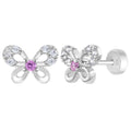 CZ Petite Butterfly Baby / Kids Earrings - Sterling Silver