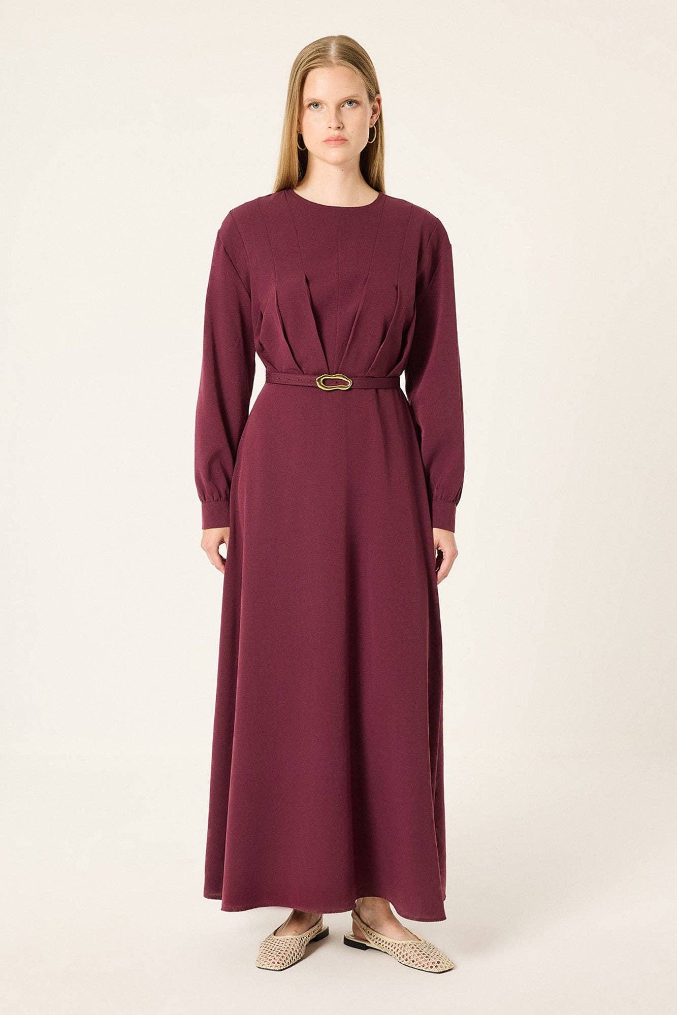 Belted Pleated Dress