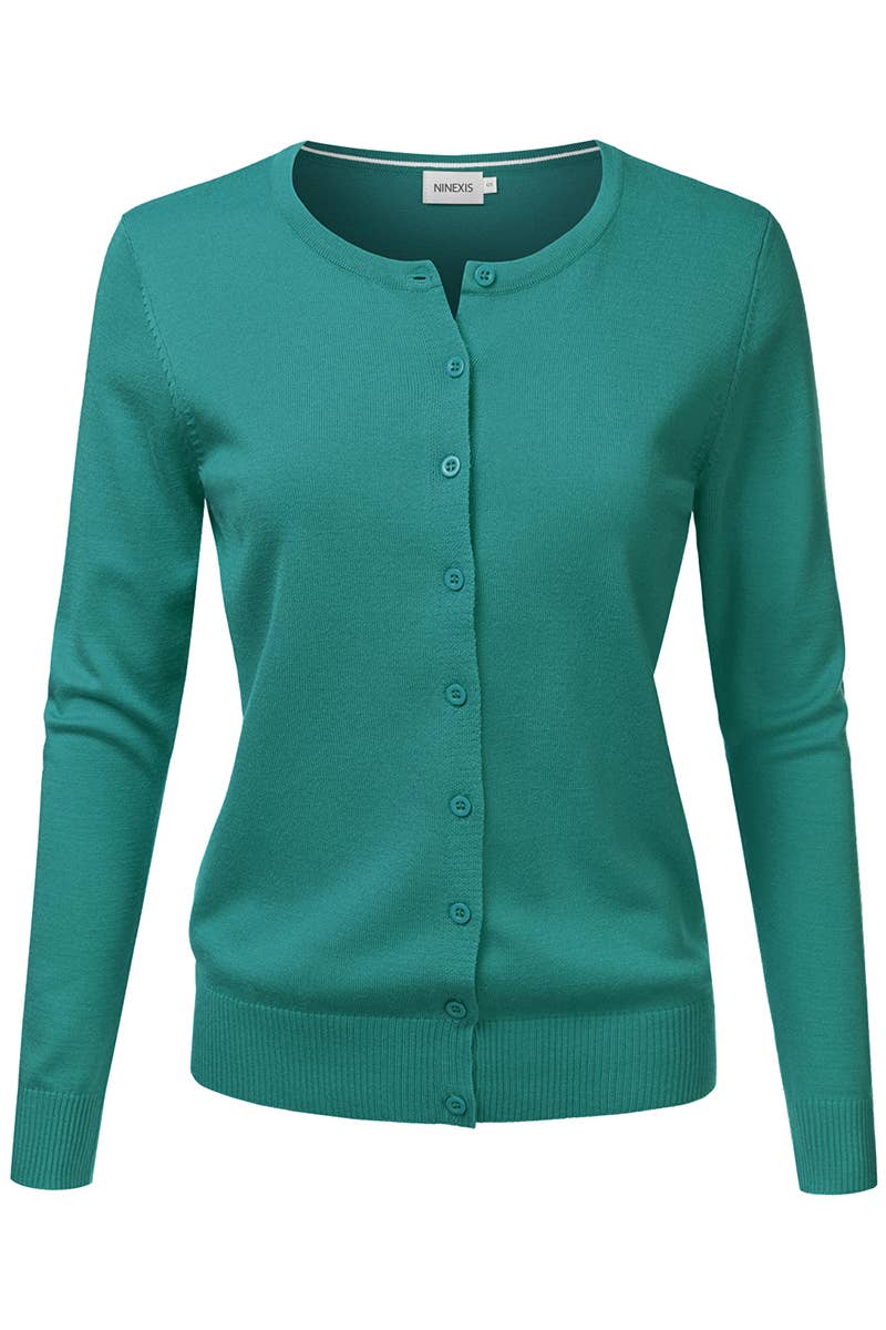 AWOCAL310_Button Down Soft Knit Long Sleeve Cardigan Sweater