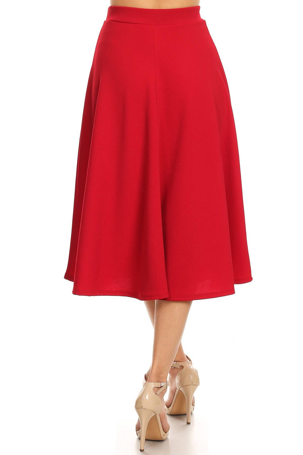Women's Solid Basic Casual Flared Midi Skirt (Open Pack)
