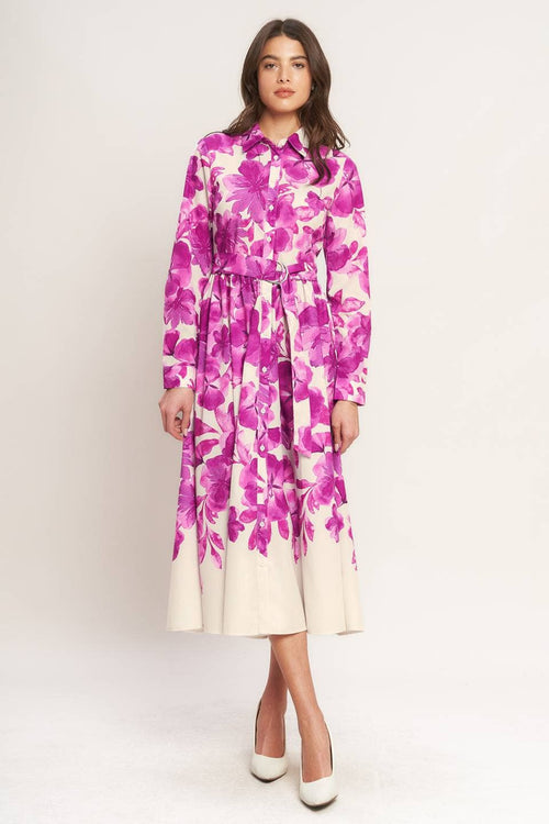 A printed woven midi shirt dress - ID23003